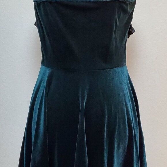 Gothic Retro Green Velvet Butterflies Patchwork Steampunk Party Dress SIZE L NEW - Picture 10 of 14